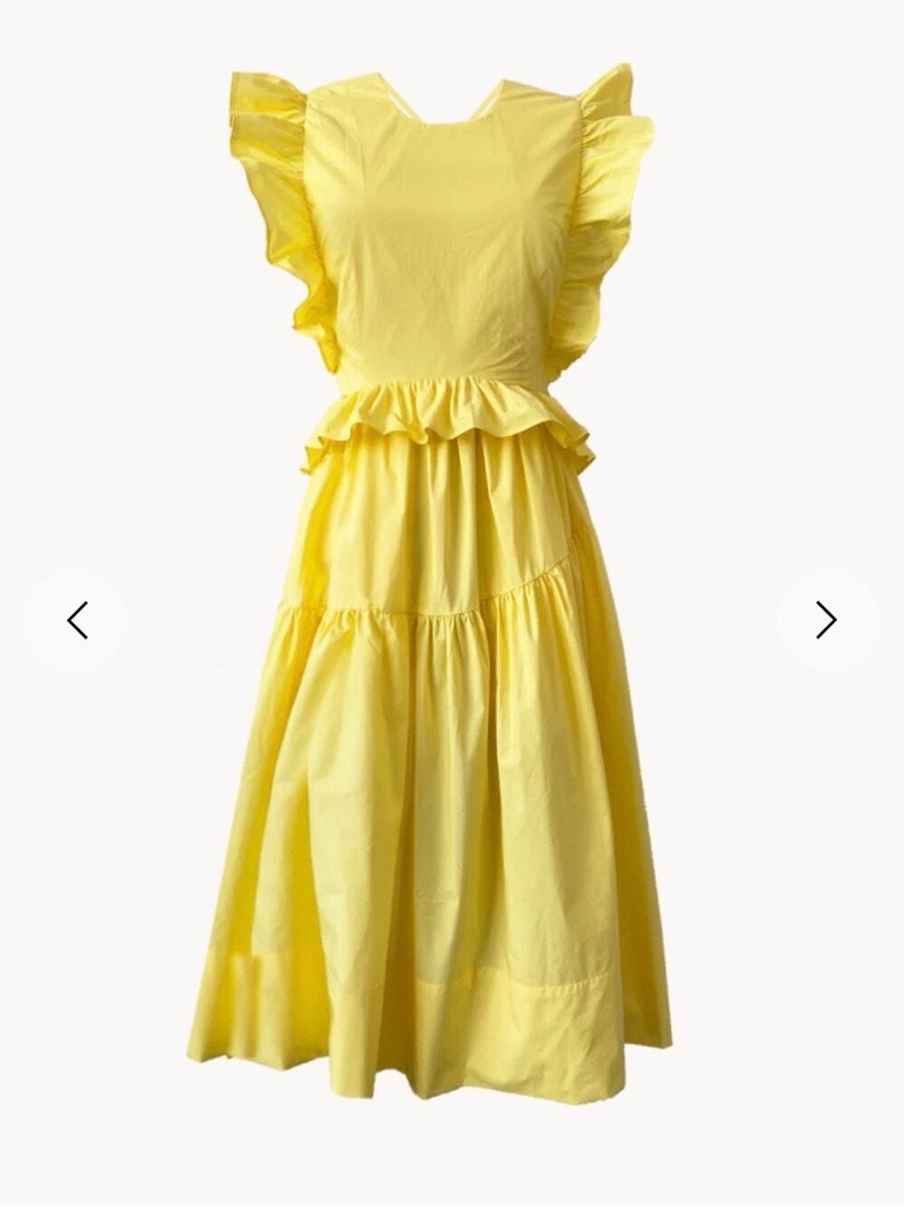 ALLINA LIU Camilla Dress Yellow Strappy Back Tiered Ruffled Spring Midi Size 0